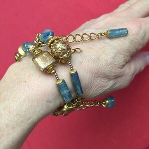 RARE! Alcozer & J Coil Bracelet Aquamarine Stones